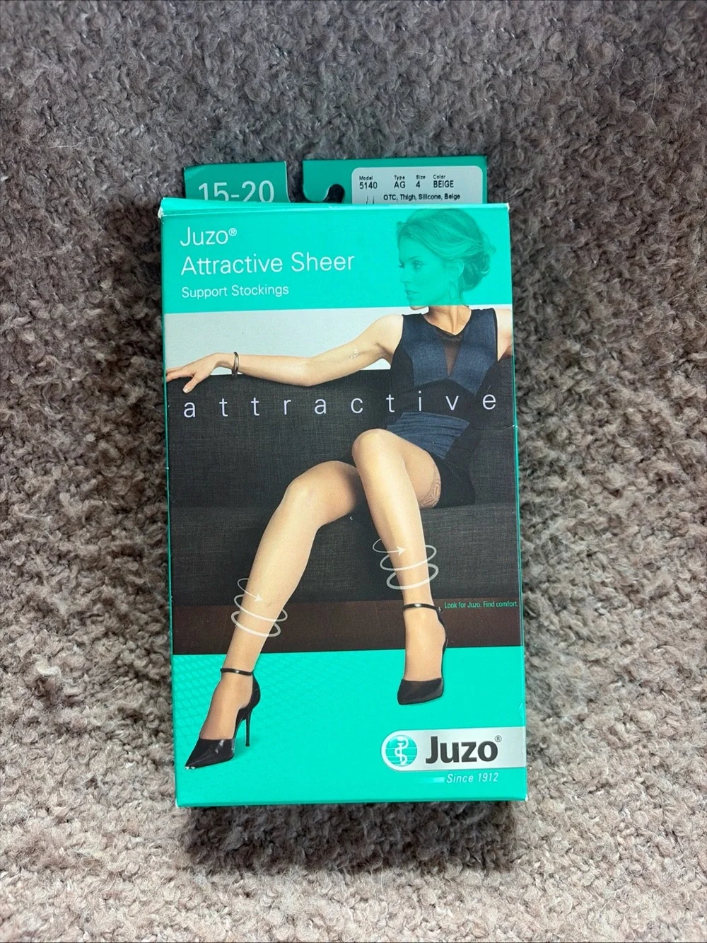 Juzo Attractive OTC 140 Denier Thigh High 15-20 mmHg Compression Stockings Sz 4